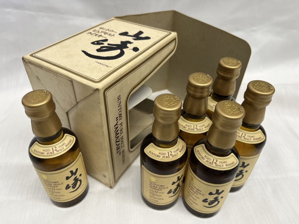 山崎　シングルモルトウィスキー　ミニボトル6本 山崎12年 ミニボトル 6本セット お買取りしました。 – 買取大吉